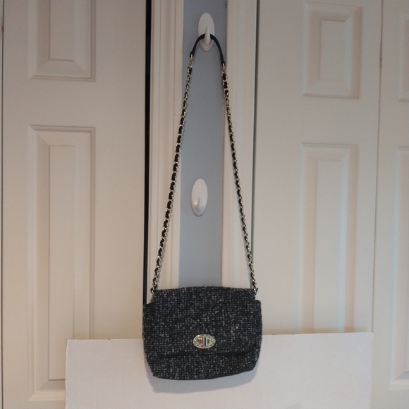Talbots Black Grey Tweed Classic Crossbody Bag - Picture 6 of 14